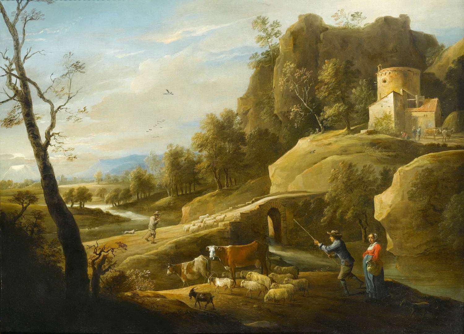 Paesaggio con pastore e pastorella